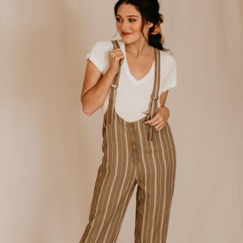 STRIPED PINAFORE Jumpsuit - Picture 2 of 5